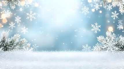 Serene Snowflakes on Frosty Blue Background in High Resolution