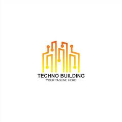 building logo icon for technology building with creative illustration