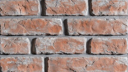 Fototapeta premium Textured red brick wall with aged appearance and natural imperfections in urban setting