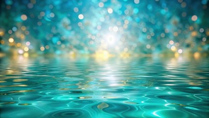 A shimmering pool of water reflects the vibrant colors of an abstract teal light background, creating a sense of depth and visual interest, abstract, pools