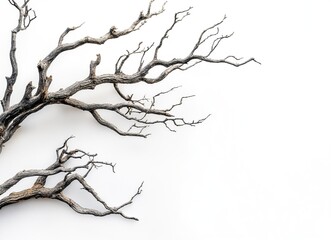 Fototapeta premium Dried tree branches against a white background, high-definition photography. --ar 128:93 --v 6.1 Job ID: 4b98e82e-74e2-4f38-baee-2fe7fc502e9a