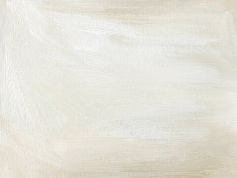 Abstract texture background in white and beige shades. Hand painted textured acrylic template. Neutral illustration with paint brush strokes. Contemporary minimal artwork. Modern canvas painting