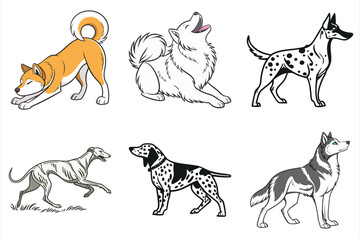 Vector Illustration Set of Adorable Dogs in Flat Design on White Background
