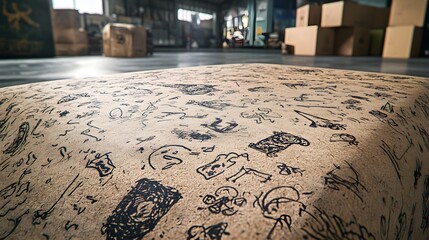 Hand-Drawn Designs on Natural Kraft Paper with Sharp Focus and Detail