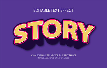 Story editable text effect, 3D editable text template.	