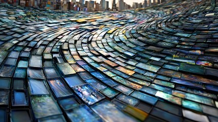 Photorealistic Seamless Mosaic Pattern with Natural Tones and Texture