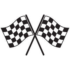 two crossed checkered Flag NASCAR Racing flag, sports finish line flag silhouette vector