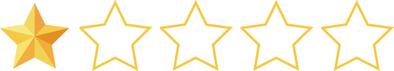 1 star icon Vector. One star customer product rating review 3D icon for apps and websites