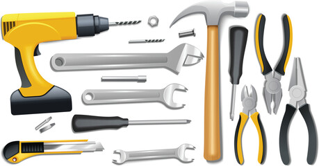 set of tools isolated on white