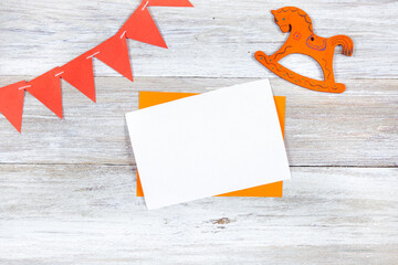 5x7 Kids Party Invitation Mockup with Red Flags