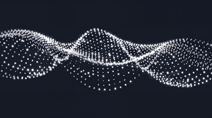 Abstract Digital Wave with Glowing Dots on a Dark Background