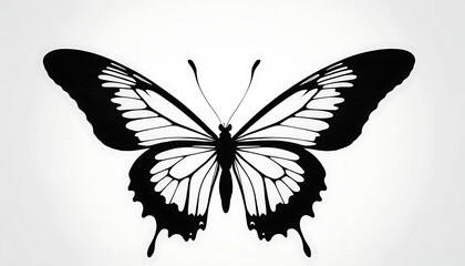 Obraz premium Elegant Black and White Butterfly Silhouette Graphic Design Illustration Nature Insect Wings Art Print Monochrome Minimalist 