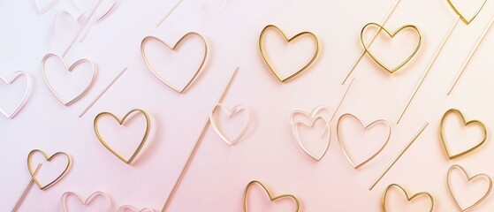 Obraz premium Adorable Hearts Pattern Background | Pink and Gold Design for Cards or Decoration