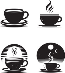 Obraz premium A cup, silhouette style minimalist white background