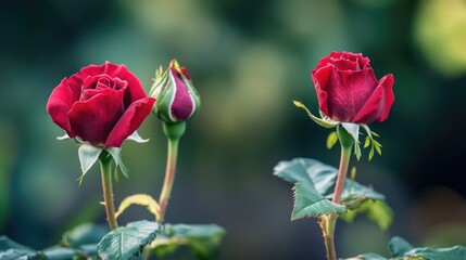 Obraz premium Two red roses sitting together