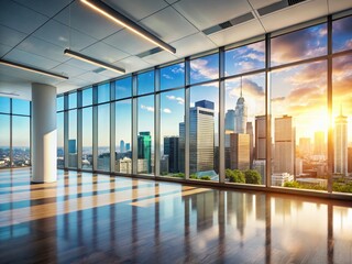 Fototapeta premium Panoramic Business Success: Modern Office with Copy Space for Entrepreneurship