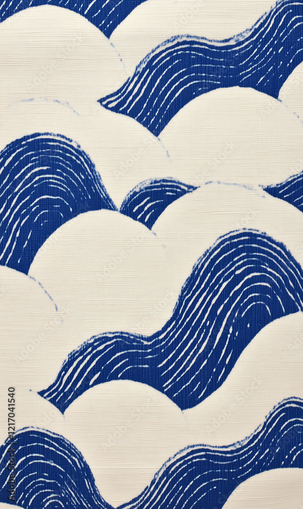 Poster abstract blue and white wave pattern: a captivating abstract design features bold, textured blue wav