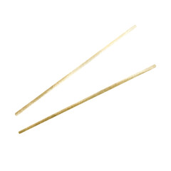 Pair of bamboo sushi sticks. Hand drawn watercolor isolated illustration of asian food utensils. Drawing wooden sticks for aroma diffuser for spa, zen design. Sketch of essential chapsticks for relax.