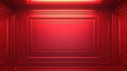 A stylized red room with textured walls and ambient lighting.
