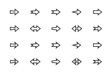 Arrow and cursor Icon set, Collection of different type of outline arrow sign.