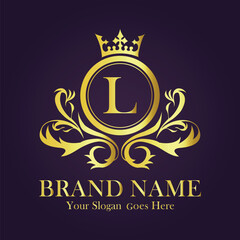 Luxury Gold Monogram Logo Letter L
