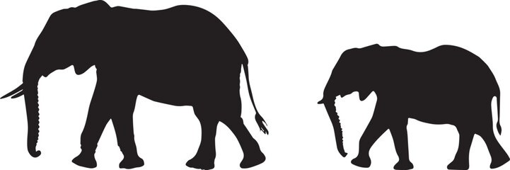 Silhouette of an elephant walking vector illustration
