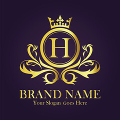 Luxury Gold Monogram Logo Letter H