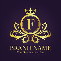 Luxury Gold Monogram Logo Letter F