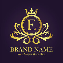 Luxury Gold Monogram Logo Letter E