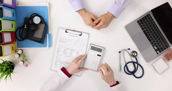Calculating medical expenses during a consultation in a healthcare office