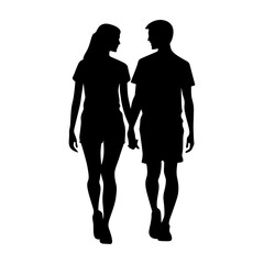 Silhouette of a Couple Holding Hands