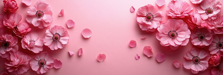 Fototapeta premium Beautiful Pink Flower Background with Delicate Petals on Soft Pink Surface for Stunning Floral Design and Decoration Projects