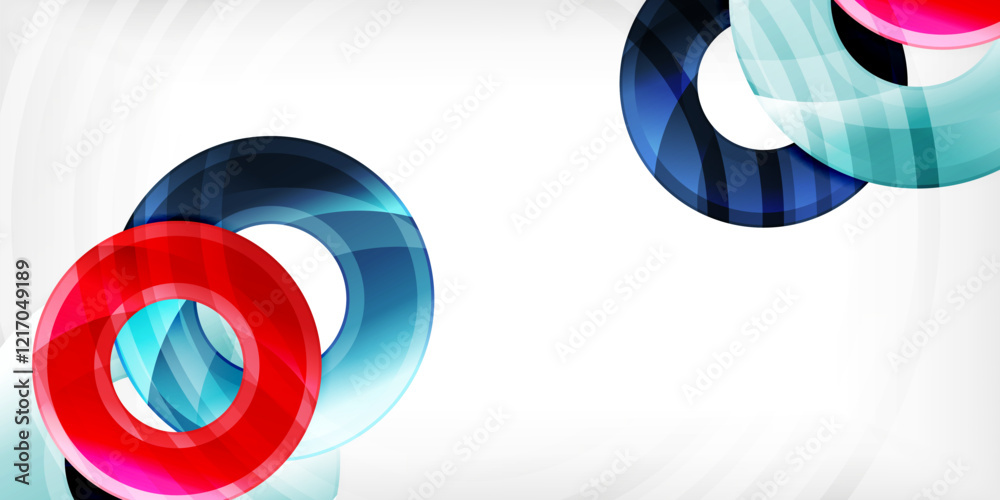 Poster bright colorful circles with light effects. abstract background