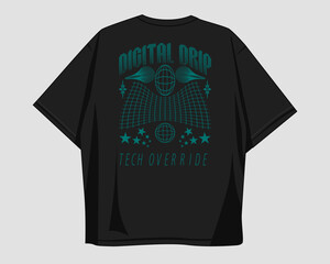 Geometry brutalism t shirt design vector, merch design for print. Streetwear graphic t-shirt. Futurism clothing design for print on demand. Brutalist vector for tees