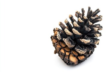 A detailed view of a pine cone on a white background
