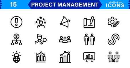 Vector Icons for Project Management. Sleek Designs for Scheduling, Team Collaboration, and Tracking