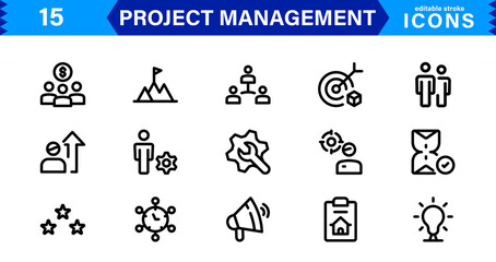 Vector Icons for Project Management. Sleek Designs for Scheduling, Team Collaboration, and Tracking