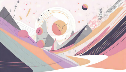 Abstract art minimal background design, geometric shapes, pastel creative abstraction