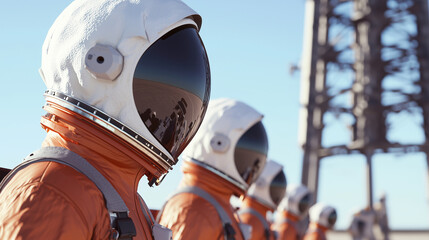 Fototapeta premium Instructor Training Astronauts in Emergency Escape Drill
