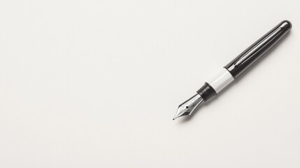 Fototapeta premium Elegant black and white fountain pen resting on a blank surface, ideal for writing and creativity
