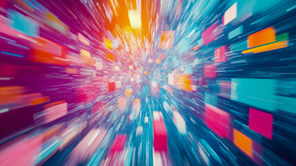 Fototapeta premium Abstract Burst of Colorful Lights: Dynamic Motion and Speed, vibrant energy, digital art