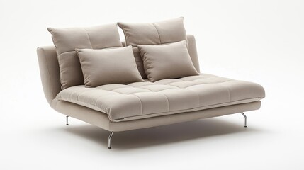 Fototapeta premium Modern Beige Sofa with Pillows for Stylish Living Rooms