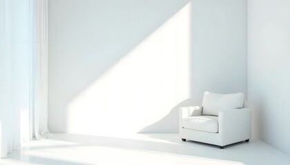 Serene White Armchair in Sunlit Minimalist Room