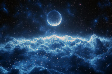 The constellation Sagittarius shines brightly in the night sky, its stars contrasting beautifully against the deep blue backdrop filled with swirling stardust