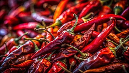 Red Hot Chili Peppers Low Light Photography - Vibrant Spicy Food Stock Photo