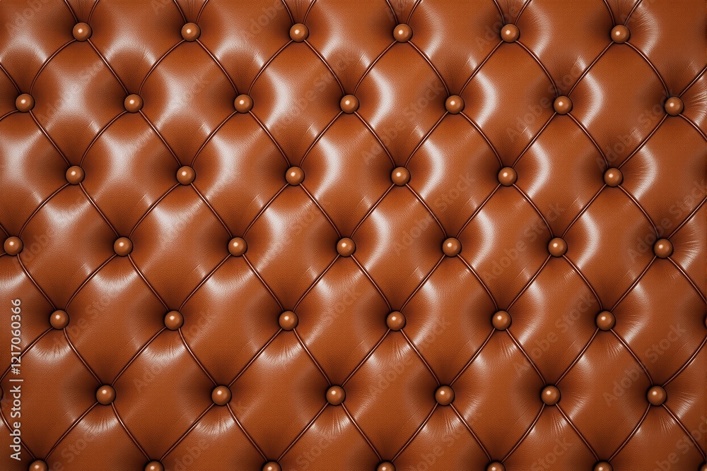 Poster Luxurious brown leather upholstery texture with button-tufted pattern.