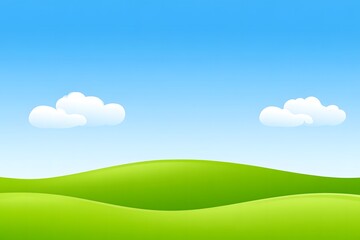 Obraz premium Serene Green Hills Rolling Under Blue Sky with Fluffy Clouds: A Peaceful Landscape