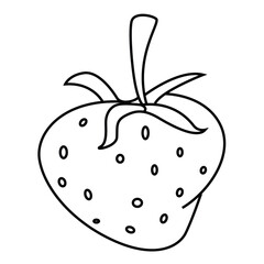 Cute cartoon hand drawn vector strawberry coloring page.