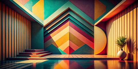 Retro Abstract Geometric Shapes: Minimalist Vintage Backgrounds for Design