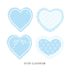 Decorative Blue Heart Shape Frame, Border. Vector Illustration